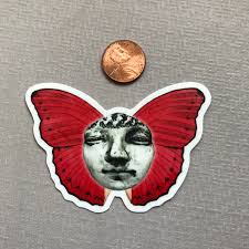 Buy Vinyl Sticker, Laptop Sticker, Water Bottle Sticker, Decal Red  Butterfly Clay Face Design Online in India