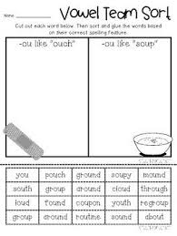 Double Vowel Team Sort Ou Vowel Team Vowel Teams Worksheets Phonics Kindergarten