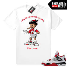 Fire Red 4s Jordan Sneaker Tees Shirts White Sneakerhead Pinocchio Jordan 4 Fire Red Sneaker Match Clothing