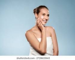 ethereal woman with glowing radiant skin in natural sunlight minimalist wellness aesthetic luxury skincare photography, AI generated