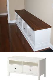 Diy Bench Build Out Using Two Ikea Hemnes Tv Consoles Full Step By Step Tutorial Home Furniture Home Decor
