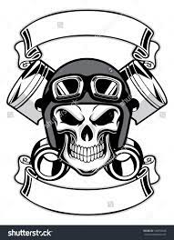 Resultado De Imagem Para Skull Wearing Retro Motorbike Helmet Logo Seni Gambar Tengkorak Seni Tengkorak