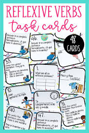 Reflexive Verbs In Spanish Task Cards Spanish Reflexive Verbs Review Activity Spanish Reflexive Verbs Reflexive Verbs Vocabulary Task Cards