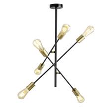 Sputnik custom brass/black flush mount chandelier located in sag harbor, ny this classic adaptation in the style of 1950s stilnovo designs features all brass centre and arms with 15 black enameled socket covers at the end of each arm. 6 Light Black Brass Gold Sputnik Chandelier Industrial Vintage Pendant Light Fixture Hanging Lamp Brass Finish Metal For Hallway Living Dining Room Bedroom Restaurant Led Compatible Buy Online In Dominica At Dominica Desertcart Com