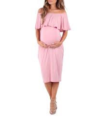 Mother Bee Maternity Dusty Pink Off Shoulder Maternity Dress Women Off Shoulder Maternity Dress Maternity Dresses Pink Maternity Dress