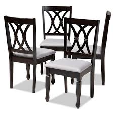 Baxton Studio Reneau Gray And Espresso Fabric Dining Chair Set Of 4 In 2020 Solid Wood Dining Chairs Dining Chairs Fabric Dining Chairs