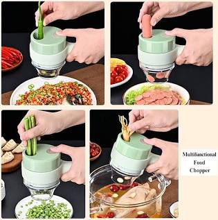 Handheld electric garlic chopper with continuous open-ended slicing function, AI generated
