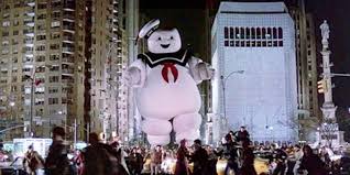 Ghostbusters + marshmallow roast | things to do in new york. Commuters Watch Out For Ghostbusters Marshmallow Man