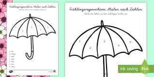 Die felder mit der zahl. Fruhlingsregenschirm Malen Nach Zahlen Teacher Made