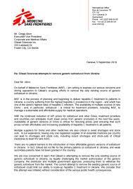 All our cheap essays are customized to meet your requirements and doctors without borders cover letter written from scratch. Letter To Gilead Sciences September 2016 By Msf Access Campaign Issuu