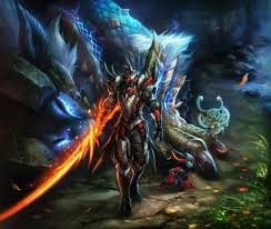 Take on the role of a hunter and slay ferocious monsters in a living, breathing ecosystem where you can use the landscape and its diverse inhabitants to get the upper hand. Rathalos Armored Hunter With A Wyvern Blade Soul Long Sword And A Slain Zinogre Monster Hunter Art Monster Hunter Series Monster Hunter Rathalos