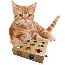 Singyep Cat Interactive Wooden Peek And Play Toy Box Scratchingtreat Puzzle Chasing Game With Balls For Cats Dog Toy Ball Diy Cat Toys Cat Toys