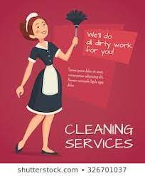 Cleaning Service Advertisement With Cleaning Woman In Classic Maid Dress Cartoon Vector Illustration House Maid Cleaning Cartoon Maid