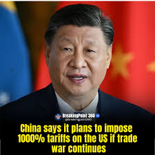 China has warned that it will impose staggering 1000% tariffs