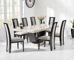 Cream and black dining room ideas. Raphael 200cm Cream And Black Pedestal Marble Dining Table With Raphael Chairs