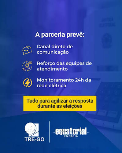 ⚡ Tudo preparado para as Eleições 2026! O TRE-GO e a Equatorial Goiás firmaram parceria para reforçar o suporte energético durante o período eleitoral. A iniciativa prevê integração entre as equipes, canal