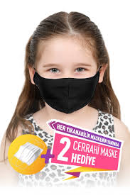 Maske 100 Pamuk Cocuk Siyah Maskeler Siyah Pamuk