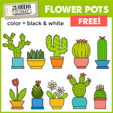 The drawings are 6 inches high. Flowers In Pots Clip Art Set Cactus Clipart Zlatoena Cliparts