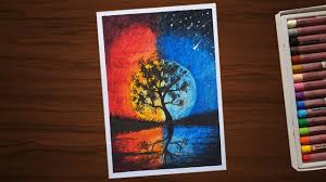 How To Draw Mt Fuji With Oil Pastels For Beginners Step By Step Youtube