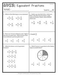 Freebie Equivalent Fractions Quiz 4th Grade 4 Nf 1 Fraction Assessment 4th Grade Fractions Equivalent Fractions Fractions
