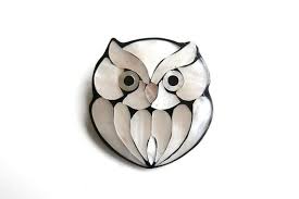 White Bird With Big Eyes 1970s Bakelite And Mother Of Pearl Owl Brooch Animal Bird Animal Jewelry Animal Logo Owl Jewelry