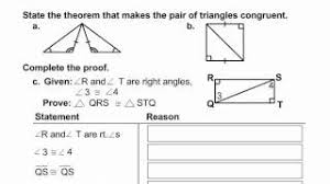 Which congruence statement does not necessarily describe the triangles shown if. Geometry Aas Hl And Ha Triangle Congruence Youtube