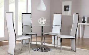 Orbit Celeste Round Glass Chrome Dining Room Table And 4 Chairs Set White Ebay