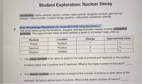 Solved Student Exploration Nuclear Decay Vocabulary Alp