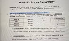 solved student exploration nuclear decay vocabulary alp