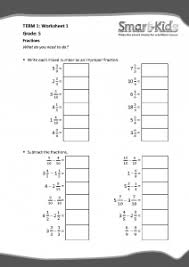 Print free first grade maths activity worksheets. Grade 5 Maths Worksheet Fractions Smartkids