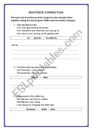 He never boasted of our connection. Sentence Connection Esl Worksheet By Gharbi2009