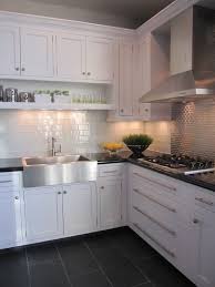 kitchen white cabinet dark grey floor
