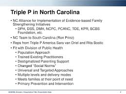 Set goals, · identify specific parenting challenges or strategies they want to learn, · become aware of their current parenting behaviors, and · learn basic child . Triple P In North Carolina Triple P Spoken Here Ppt Download
