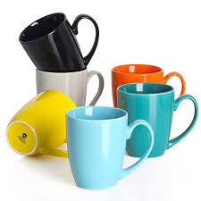 Amazon Com Dowan Coffee Mug Set Of 6 14 Ounces Large Handle Mugs For Cocoa Tea Special Porcelain Gateway Mugs Mugs Set Cocoa Tea