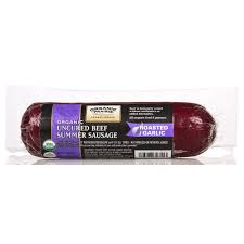 To make summer sausages, start by mixing liquid smoke, onion powder, pepper, garlic powder, mustard seeds, and curing salt. Organic Prairie Beef Summer Sausage With Roasted Garlic Frozen Organic Azure Standard