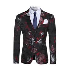 Choose from a variety of colours of elegant suit jackets and suit trousers. Men S Suits 3 Piece Slim Fit Suit Notched Lapel Floral Print One Button Modern Blazer Jacket Vest Pants Sets Buy Online In India At Desertcart In Productid 48087865