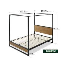 The space below the loft bed can be used to store furniture like a study desk or a coffee table and chairs. Zinus Ironline Metal And Wood Four Poster Canopy Bed Frame Bunnings Australia