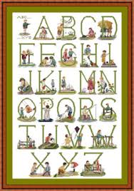 Patterns increase in size as they go down the page. Counted Cross Stitch Alphabet Of Children Kits Patterns