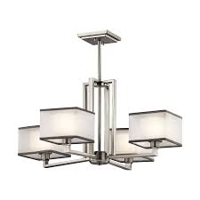 Kichler Kailey 4 Light Brushed Nickel Modern Shaded Chandelier In The Chandeliers Department At Lowes Com
