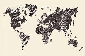World Map Contour 4672 Illustrations Design Bundles Map Sketch World Map Travel Drawing