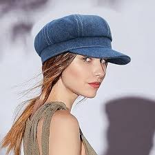 Sonnenhut Damen Schwarz EOZY Barett Damenmütze Hut Newsboy Octogonal  Vintage Gavroche Travel Cap (Blau Baker Boy Mütze Damen