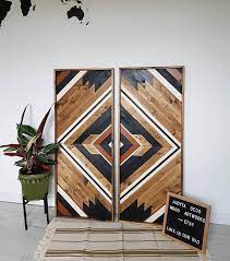 Boho Artset Of Twoburnt Orange Tribal Woodaztec Wood Wood Etsy In 2020 Wooden Wall Art Wood Art Wood Artwork