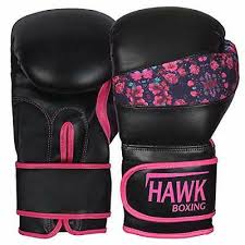 Hawk Pink Boxing Gloves Ladies Womens Flowers Girls Leather 14oz Black Ebay