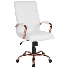 Flash Furniture White Leather Rose Gold Frame Office Desk Chair Go2286hwhrsgld The Home Depot Office Chair Swivel Office Chair Flash Furniture