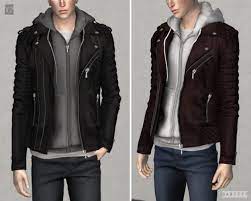 Biker Jacket W Hoodie V2 By Darte77 For The Sims 4 Spring4sims Sims 4 Men Clothing Sims 4 Male Clothes Sims 4 Clothing