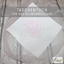 Hochzeit Besticktes Taschentuch Fur Das Blumenmadchen Taschentucher Hochzeitstag Ideen Blumenmadchen