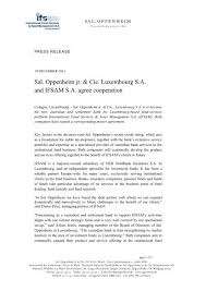 Choosing the right car insurance when arriving in luxembourg from another country is important: Sal Oppenheim Jr Amp Cie Luxembourg S A And Ifsam S A Agree