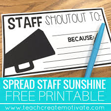 Staff Shout Outs: Spread School Sunshine! - Teach Create Motivate