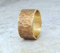 Brass Wedding Band Distressed Wedding Ring Rustic Hammered Wide Band Relic Artifact Wide Band Wedding Ring Rings For Men Wedding Ring Bands