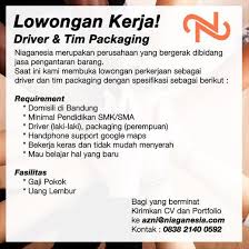 Lamar sekarang lowongan kerja driver terbaru 2021. Lowongan Driver Dan Tim Packaging Atmago